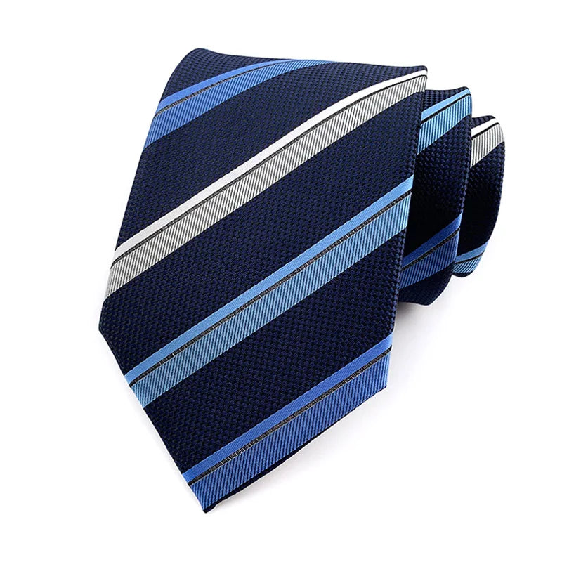 Cravate pour homme 8 cm, motif rayé, jacquard tissé, cravate Ascot, pour homme, pour fête de mariage