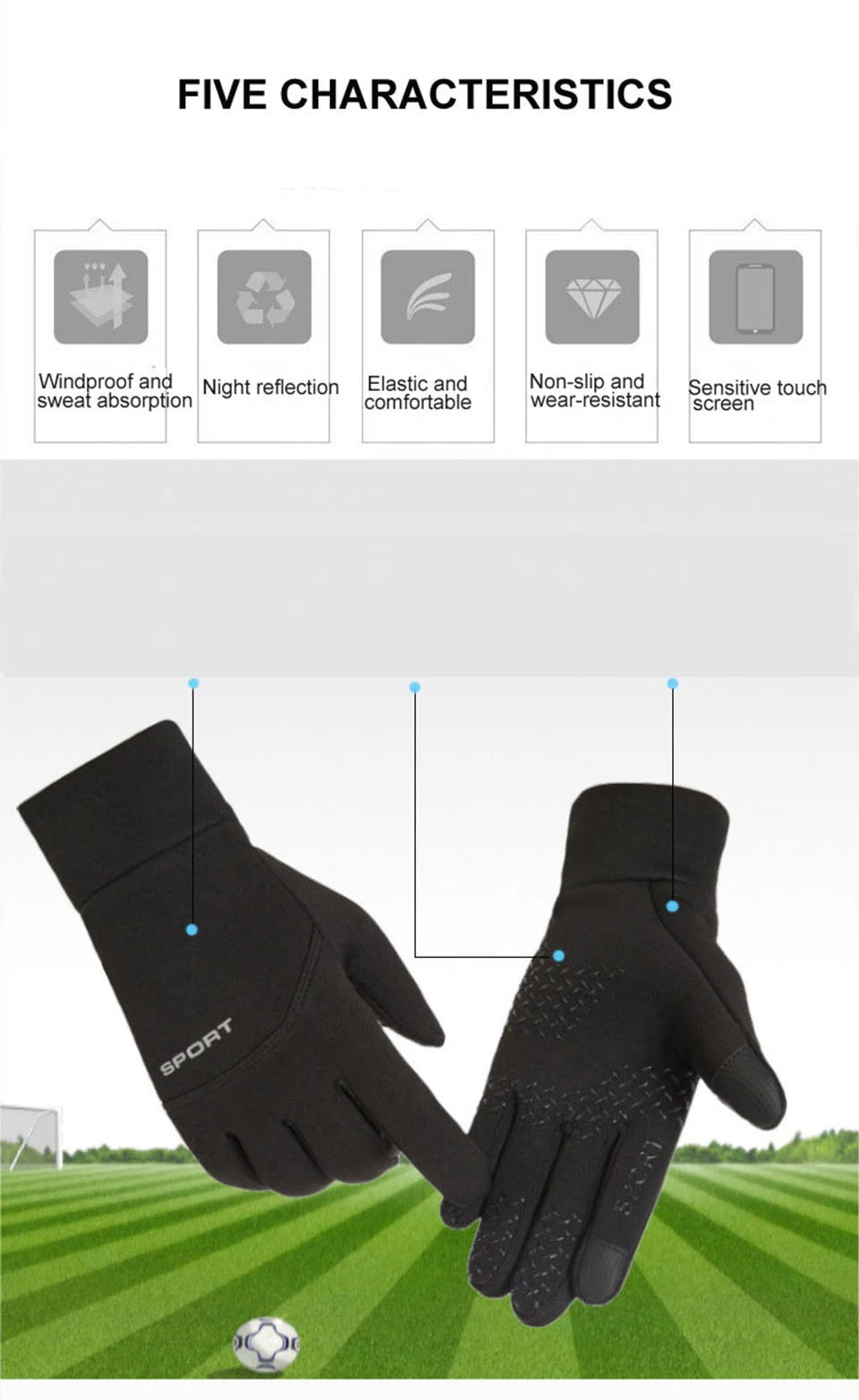 Gants de ski LOOGDEEL imperméables et coupe-vent pour l'hiver, cyclisme, course à pied, ski, gants de sport chauds, écran tactile, doigts complets, antidérapants