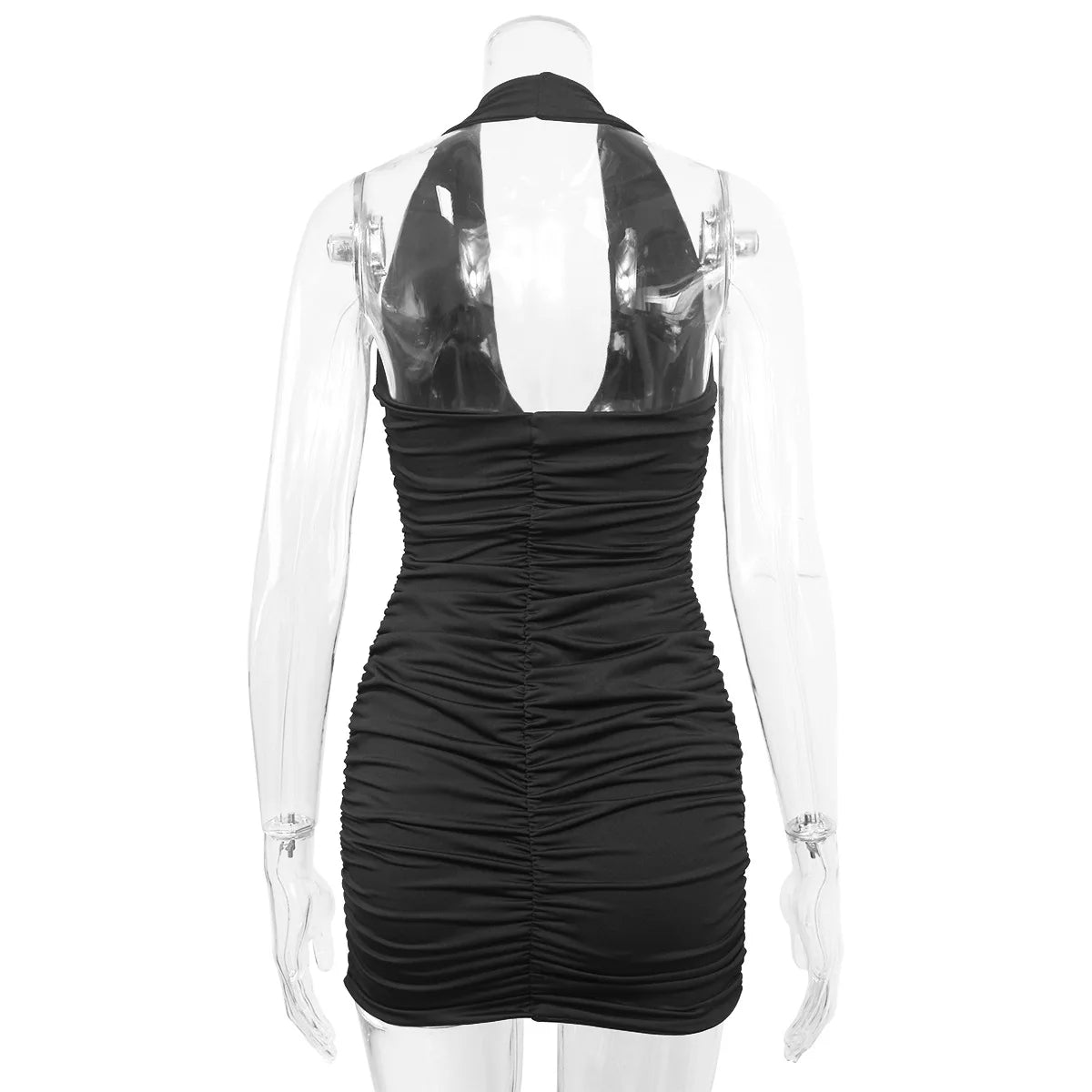 Sexy Deep V Evening Party Sleeveless Backlss Dress 2024 Summer Short White Halter Dresses Women Tight Club Mini Dress Clubwear