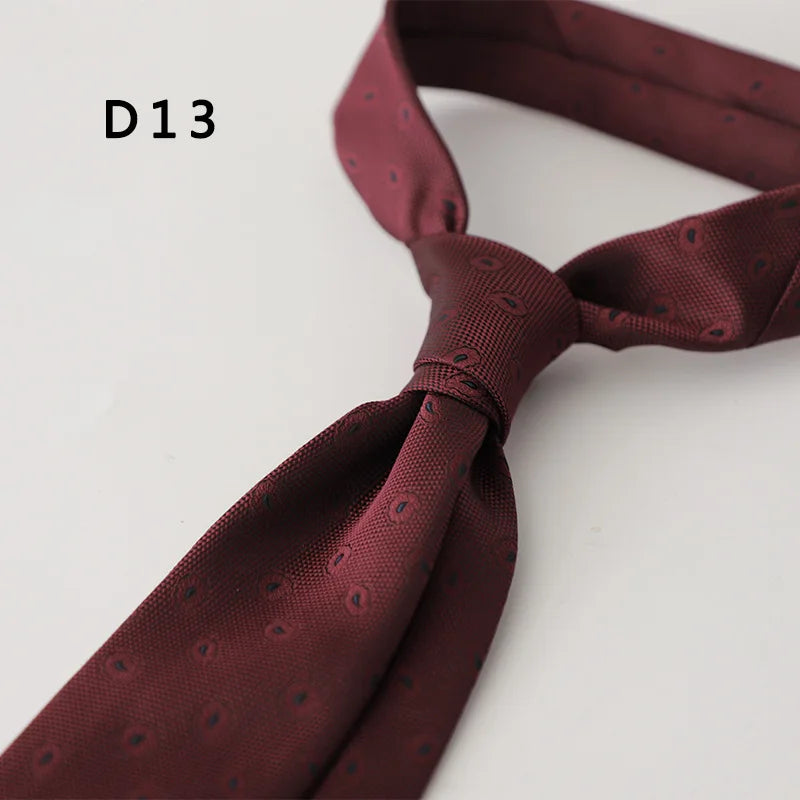 Cravate en polyester jacquard 8 cm, style décontracté, rouge et marron, pour homme, accessoire de costume, de fête, de mariage ou de banquet