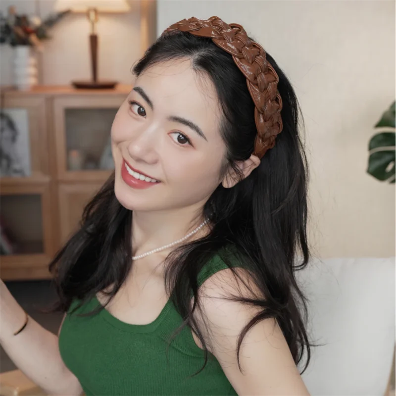 4.5-5CM Stunning Wide Women Headpiece Satin Cloth Braided Headbands for Woman Ladies Daily Shopping Party Head Hoop Accessories