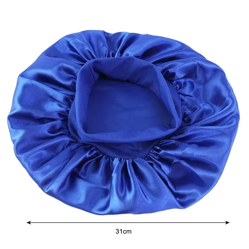 Satin Wide Brim Nightcap Silky Bonnet Hair Wrap for Sleeping Sleep Cap With Elastic Soft Band Styling Cap Hair Wrapping Caps