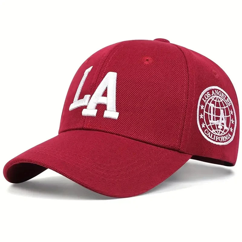 Casquette de baseball unisexe brodée avec lettres « La » pour le printemps et l'automne, chapeau décontracté réglable pour l'extérieur, chapeau de protection solaire