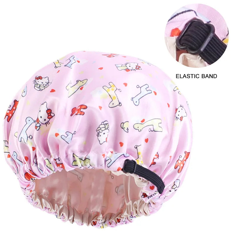 Bonnet de nuit ajustable en satin de soie pour bébé, bonnet de nuit en satin à imprimé floral pour enfants, bonnet de maquillage pour filles, bonnet de nuit pour enfants