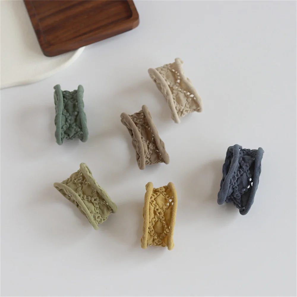 6Pcs/Set High Elastic Mesh Towel Hair Loop Hair Ties Seamless Rubber Bands Hollow Fishnet Hair Ring For Tying Hair Rope Headwear