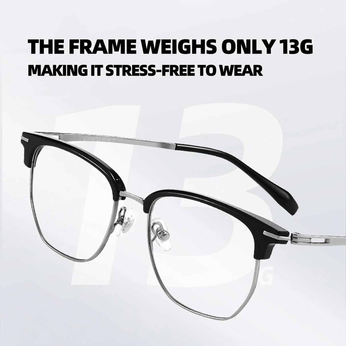 CAPONI Original Designer Men Glasses Frames Pure Titanium Business Eyewear Anti Blue Light Multifunctional Frame Glasses J23615