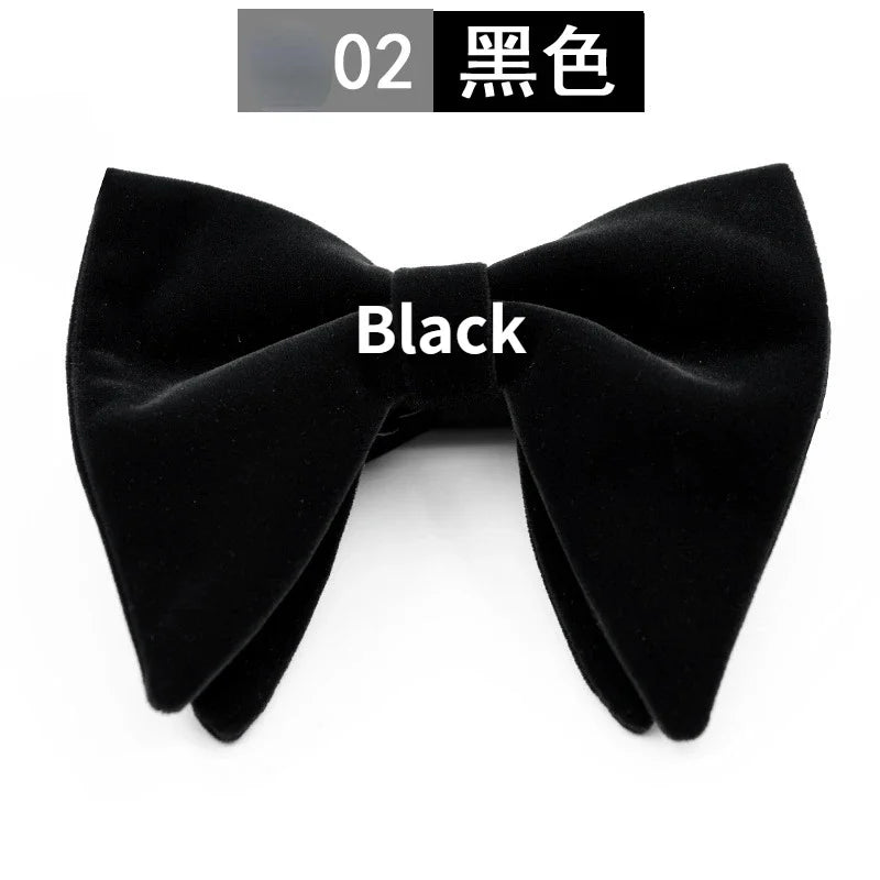 Men's Business Bow Tie Velvet Royal Blue Burgundy Double Deck Big Bowtie Fashion New Mens Wedding Horns Bowties Gifts for Men