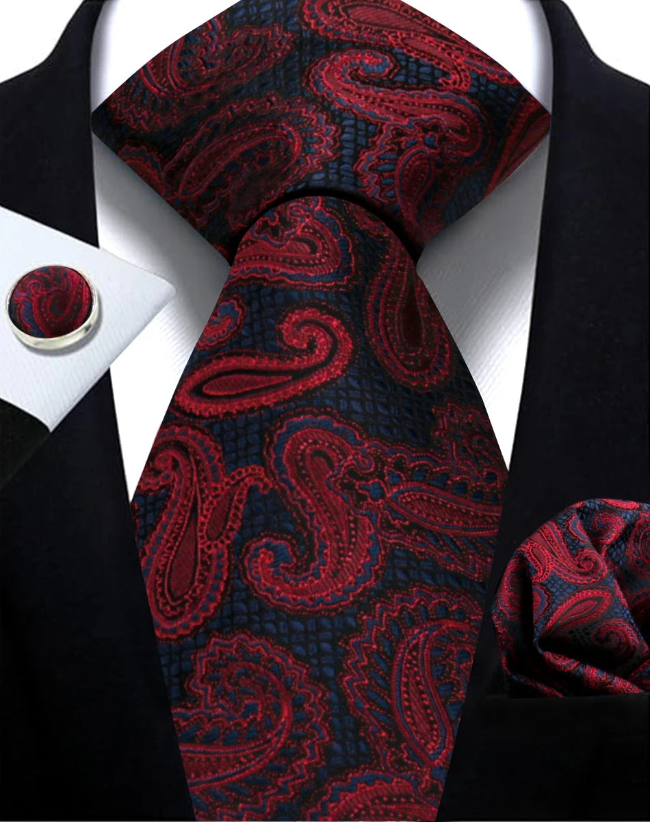 Cravate homme Paisley Jacquard tissé 8 cm formelle affaires mariage cravate poche carré ensemble costume cravate haute qualité fait main Gravata