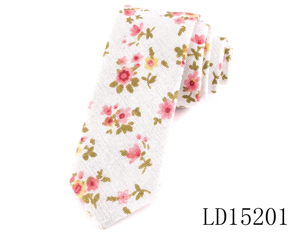 Nouvelles cravates imprimées de créateur, cravates étroites décontractées pour hommes, cravates en coton floral de fête hip-hop, cravate fine