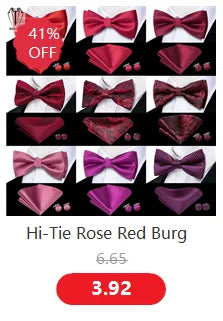 Hi-Tie Nœuds papillon verts de Noël pour hommes Cravate papillon en soie Ensemble de boutons de manchette et mouchoirs pour fête de mariage Nœud papillon uni à carreaux cachemire
