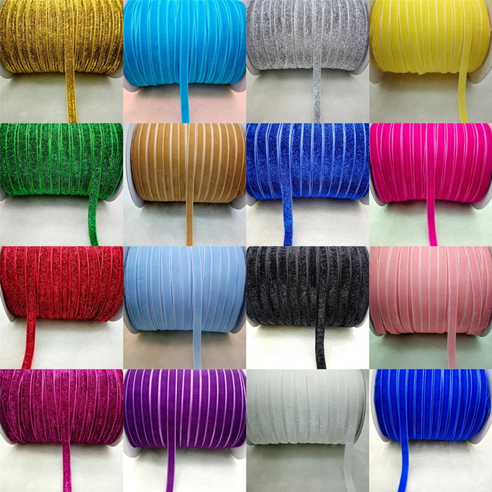 Ruban de velours scintillant de 5 mètres et 10 mm de large, nœuds pour cheveux DIY, rubans pour l'artisanat, la couture, les décorations de Noël