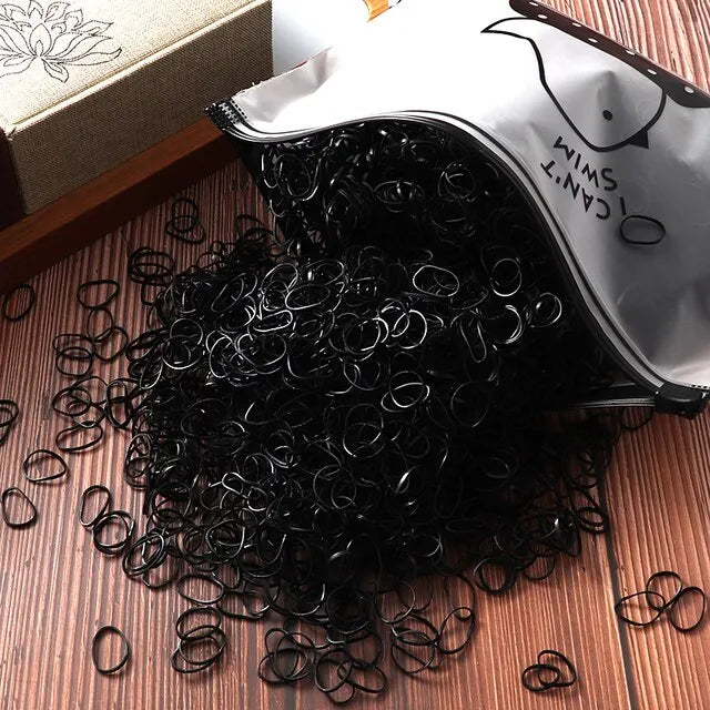 Lot de 1 000 élastiques à cheveux en nylon pour filles, accessoires pour cheveux, queue de cheval, ornements pour enfants