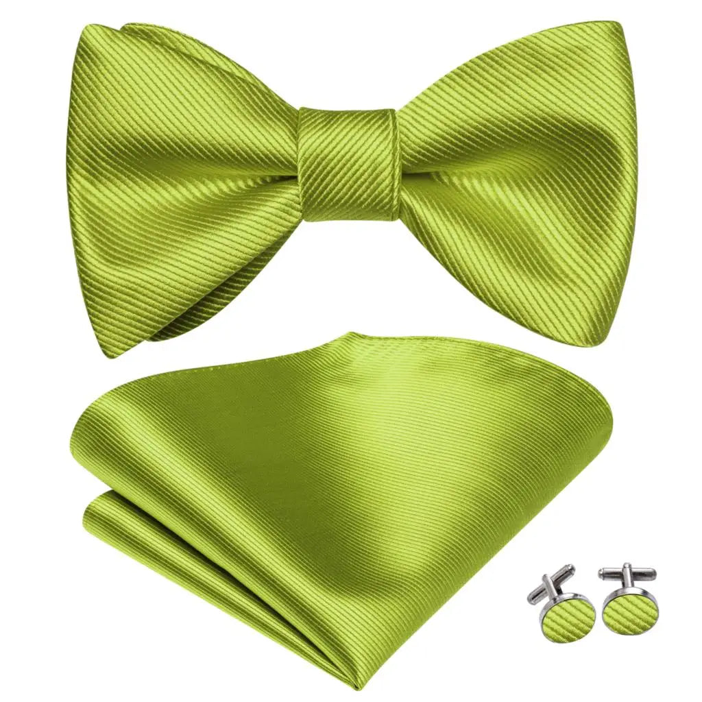 Hi-Tie Ensemble nœud papillon en soie pour homme, mouchoir et boutons de manchette, bleu, rouge, or, noir, blanc, jacquard, nœud papillon, mariage, affaires