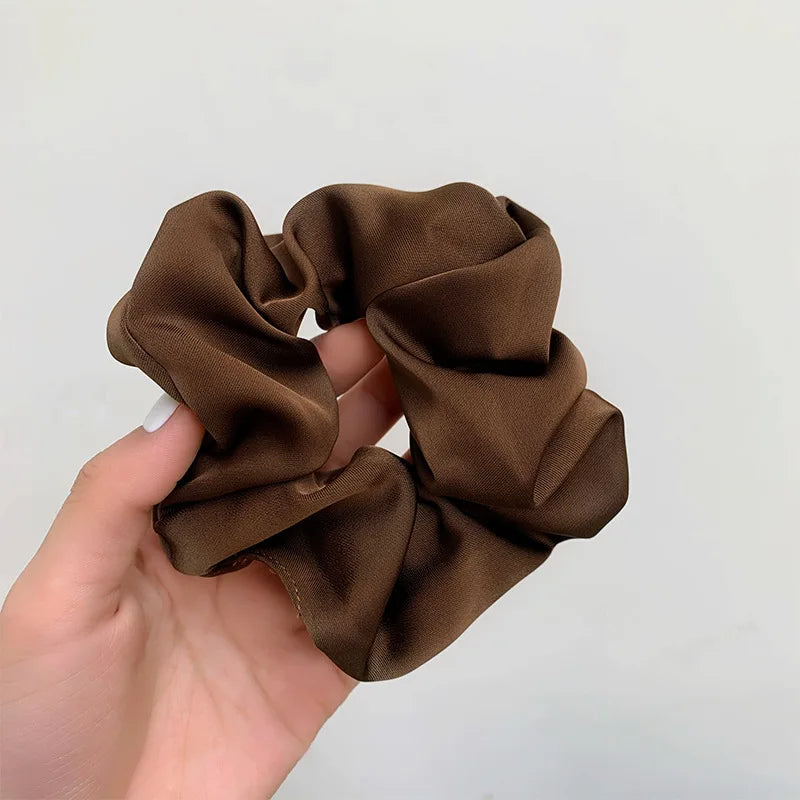 Korean Woman Big Elegant Silk Elastics Hair Band Girls Solid Color Scrunchies Hair Ties Ladies Ponytail Hold Hair Accessories