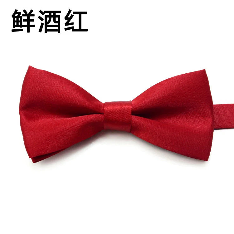 Fashion Kids Solid Color Bow Ties Imitation Silk Student Bowties Soft Black Red Butterfly Bowknot Wedding Party Cute Pet Cravat