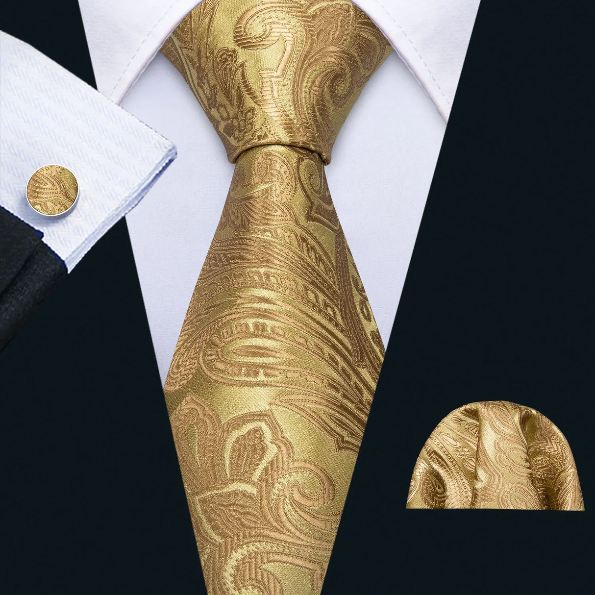 Cravate de luxe pour homme, ensemble de boutons de manchette et mouchoir en soie à rayures rouges, style business, Barry.Wang, accessoire tendance pour mariage, fête, décontracté