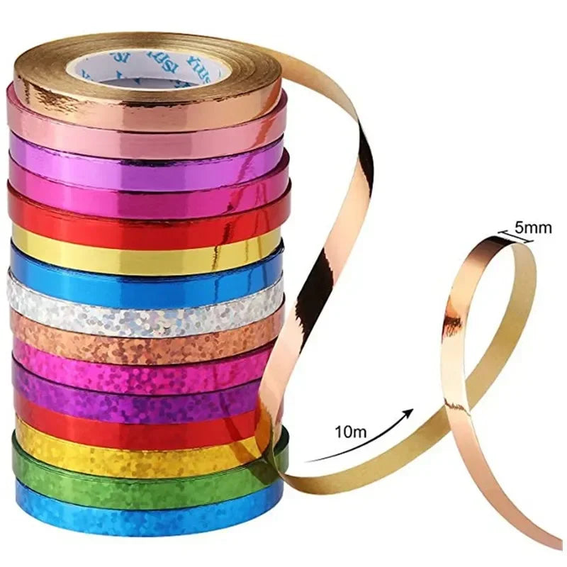 10Meter/Rolls 5mm Balloon Ribbon Party Birthday Wedding Accessorie Laser Chain Satin Ribbons Crafts DIY Decoration