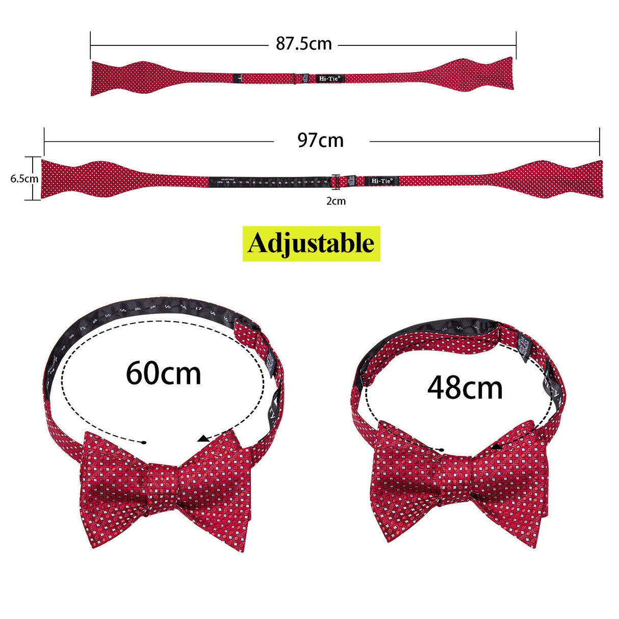 Hi-Tie Ensemble nœud papillon en soie pour homme, mouchoir et boutons de manchette, bleu, rouge, or, noir, blanc, jacquard, nœud papillon, mariage, affaires