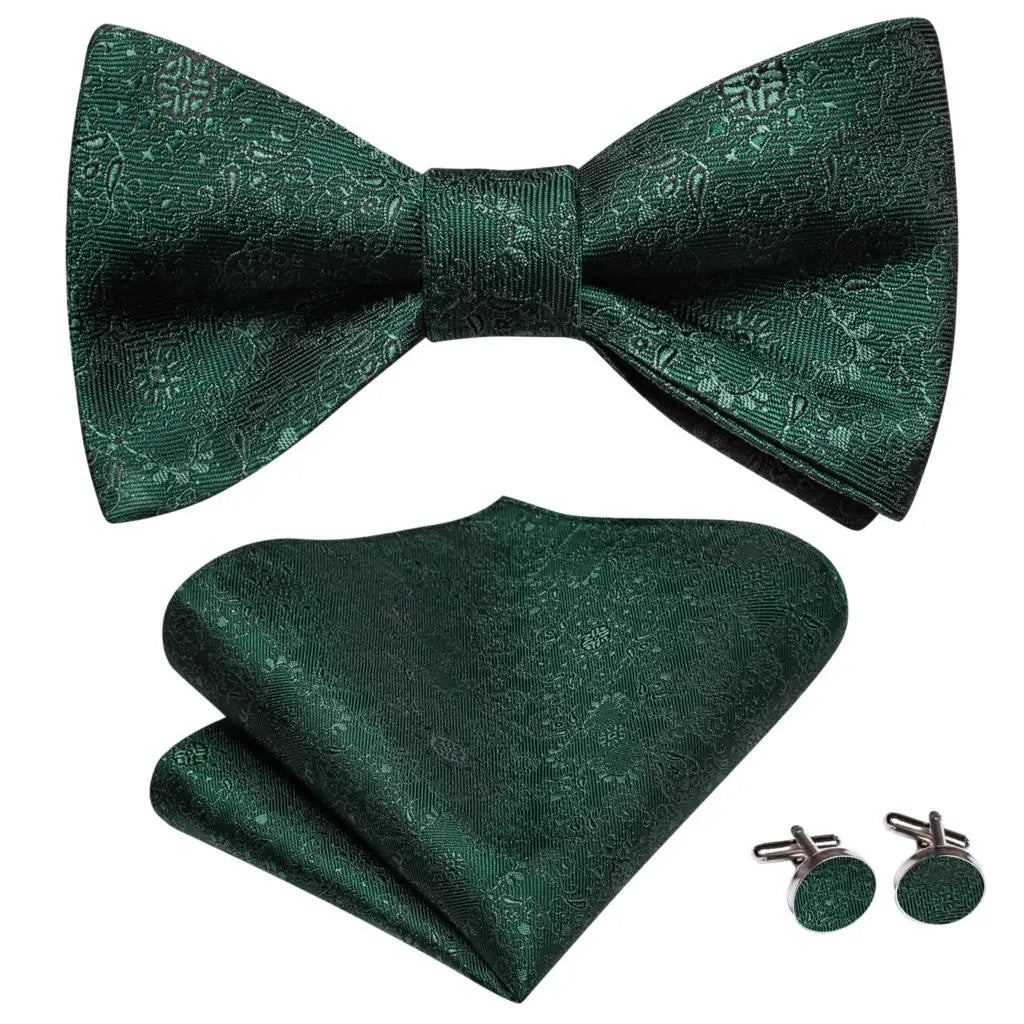Hi-Tie Ensemble nœud papillon en soie pour homme, mouchoir et boutons de manchette, bleu, rouge, or, noir, blanc, jacquard, nœud papillon, mariage, affaires