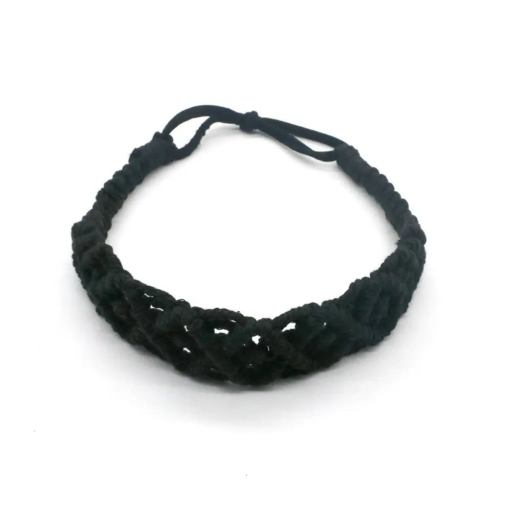 Braided Rope Headwrap Small Daisy Elastic Hair Band Turban Women Hair Scarf Crochet Bandana Macrame Hair Band Bohemian Headband