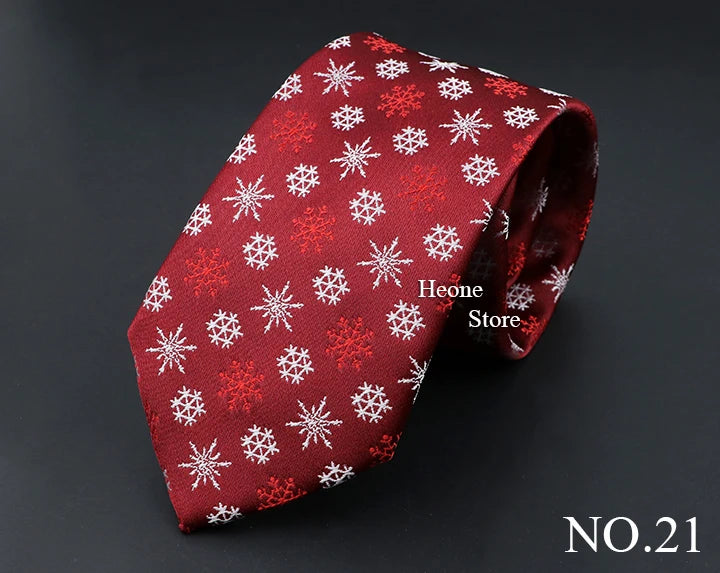 Classic Red Blue Christmas Tie For Men Father Festival Gift Santa Claus Snowman Tree Snowflake Elk Necktie Skinny 7cm Accessory