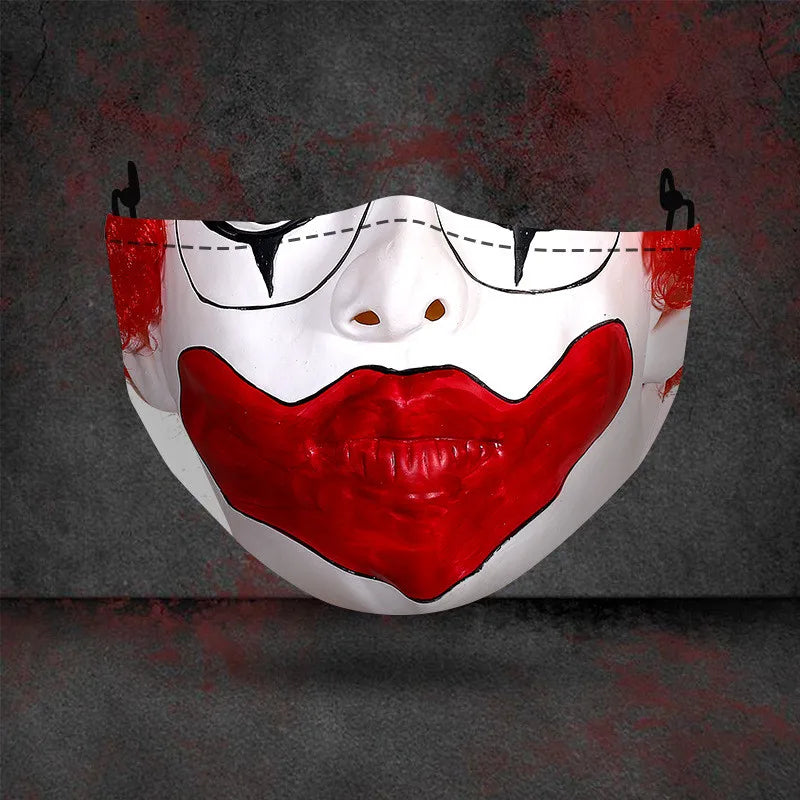 1 masque anti-poussière filtre adulte grande bouche masques faciaux 3D mascara Halloween masculin réutilisable lavable masque de clown mascara divertida
