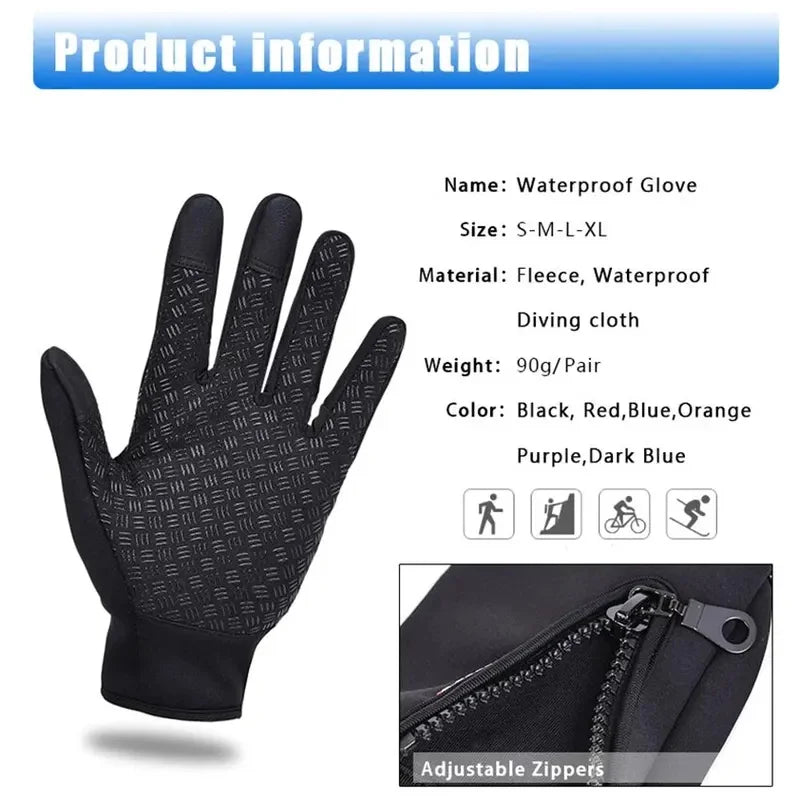 Gants de ski en velours pour écran tactile, chauds et imperméables, résistants au froid, pour l'automne et l'hiver