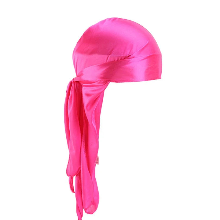Unisex Silky Long Tail Durag Pirate Hat Turban Fashion Headwraps Cap Bandana Women Men Headwear Caps Hijab Hair Accessories 