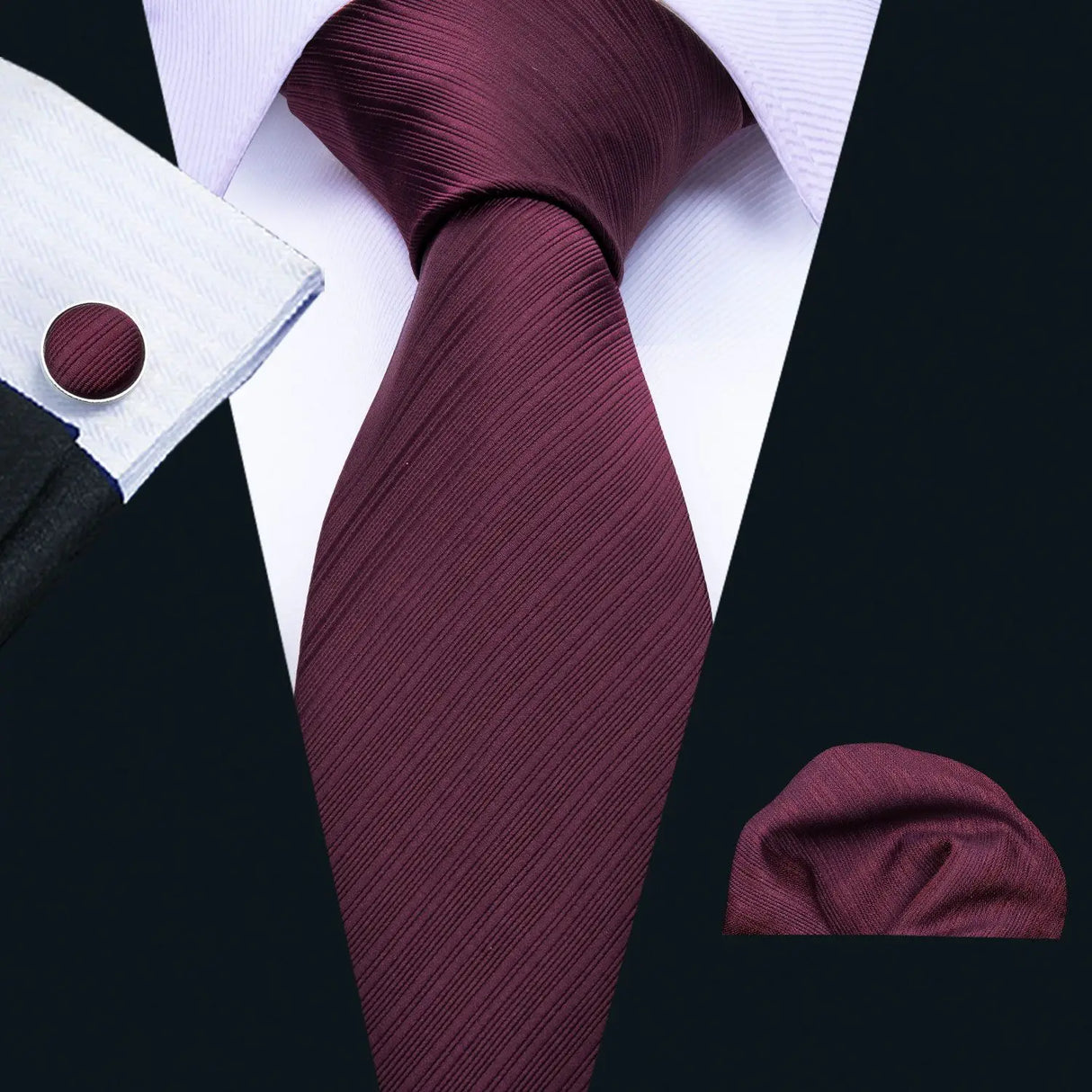 Cravate de mariage en soie rouge, tissée en jacquard, rayée, pour homme, ensemble cravate, mouchoir, boutons de manchette, Barry.Wang, créateur de mode FA-5028