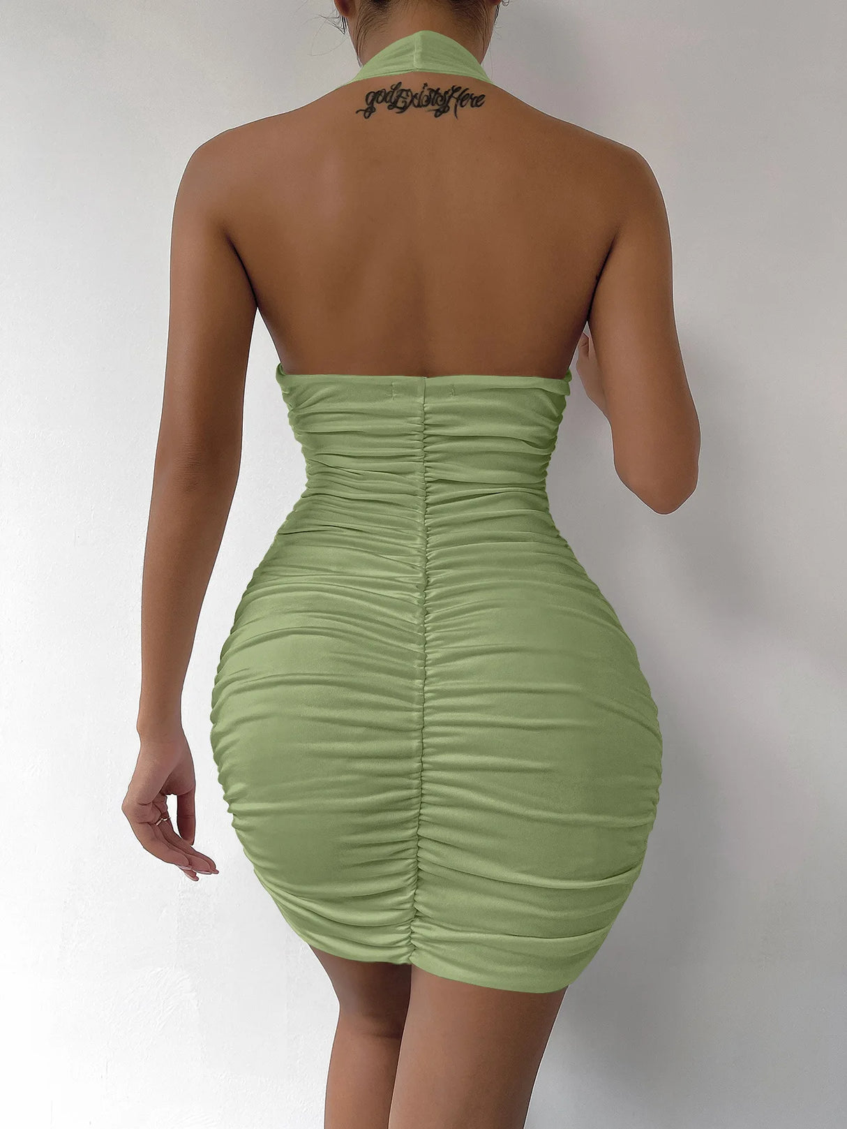 Sexy Deep V Evening Party Sleeveless Backlss Dress 2024 Summer Short White Halter Dresses Women Tight Club Mini Dress Clubwear