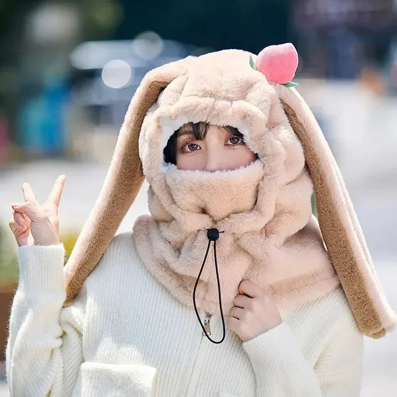 Couvre-casque de ski avec oreilles de lapin, confortable et doux, idéal pour l'hiver, idéal pour les filles et les femmes