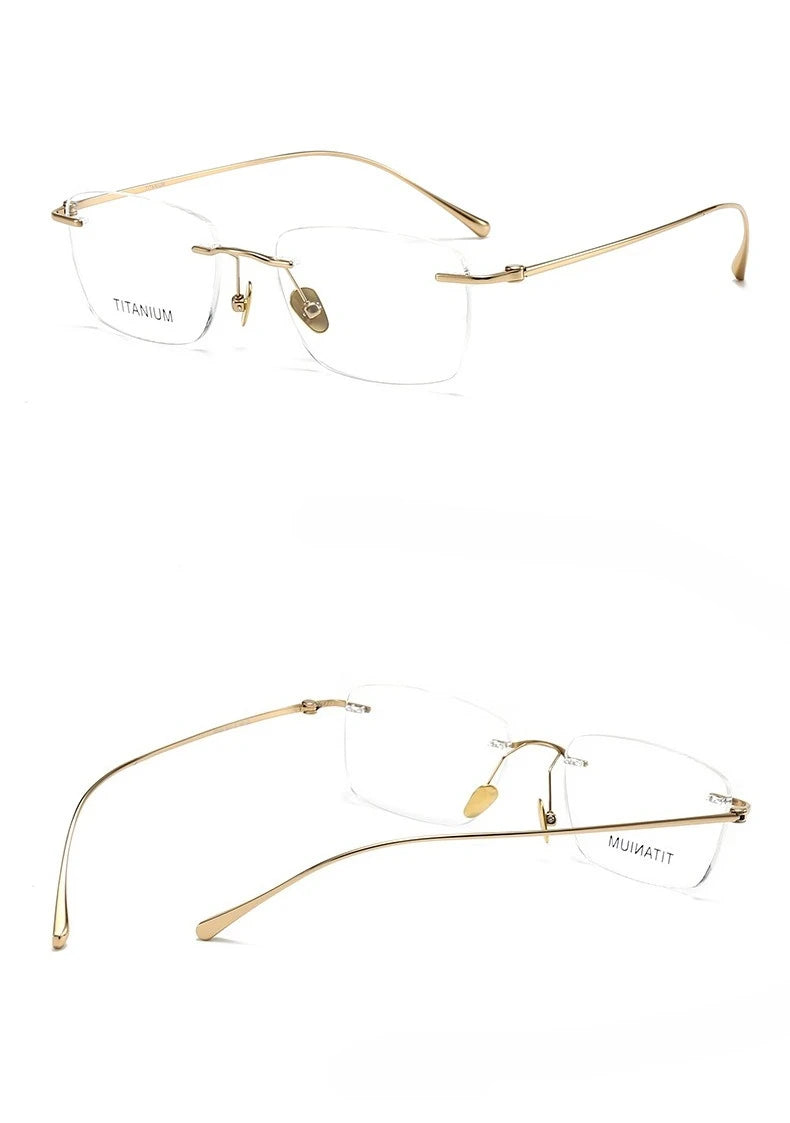 Fashionable and Simple Frameless Titanium Alloy Business Men's Glasses Personalized High-quality Women's Frames Suitable Myopia