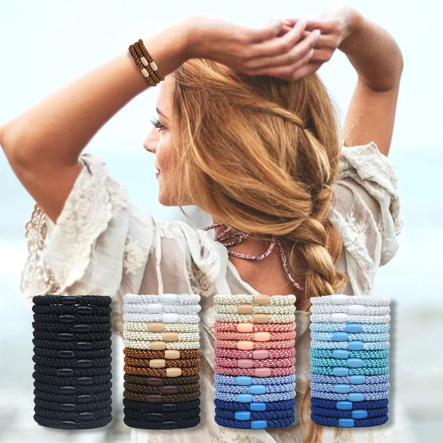 Hair Ties for Girls Women, 15 Pcs Elastics Hair Bands Ponytail Holders for Thick Hair, No Damage No Crease Hair Elastics