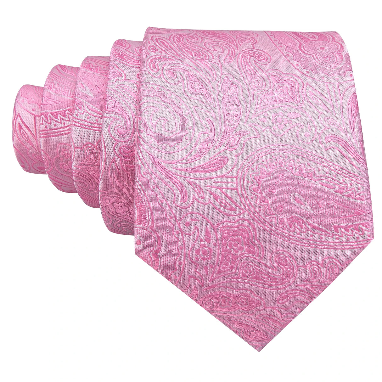 Classic Peach Pink Ties For Men Exquisite Paisley Necktie Handkerchief Cufflink Set Groom Gift Business Designer Barry.Wang 6012