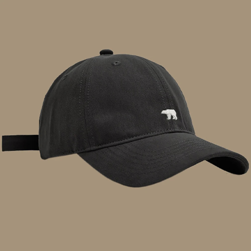 Fashionable Retro Polar Bear Embroidered Baseball Cap For Women Japanese Style Versatile Big Head Circumference Duckbill cap