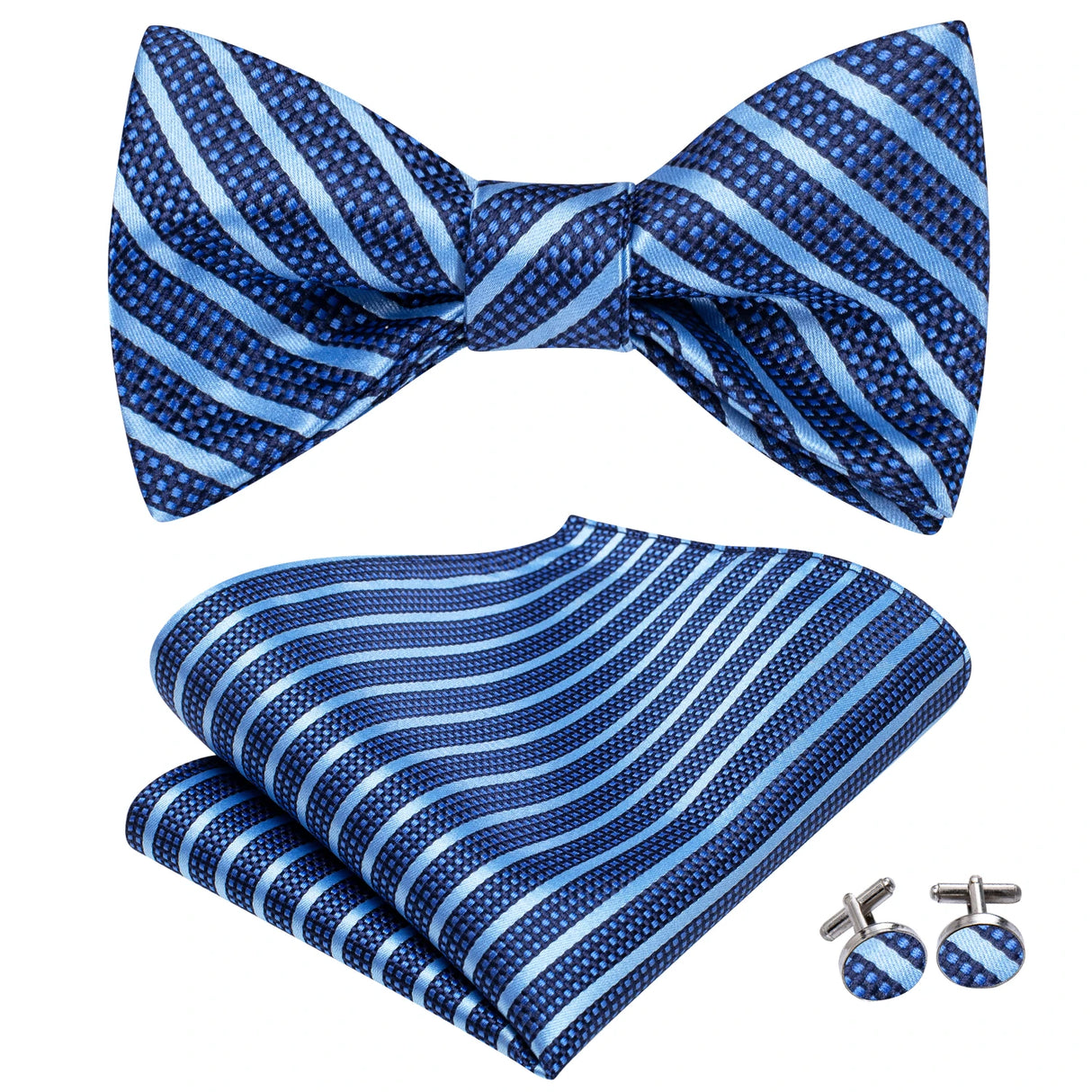 Dropshipping Jacquard Silk Mens Self Bow Tie Hanky Cufflinks Set Male Butterfly Knot Bowtie Wholesale for Male Wedding Business
