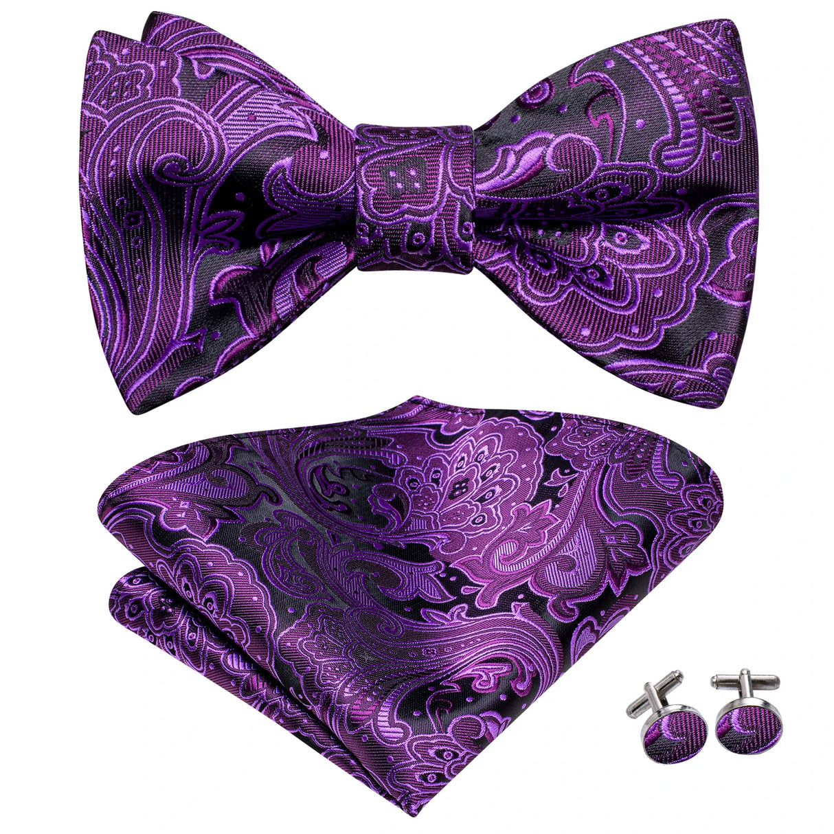 Dropshipping Jacquard Silk Mens Self Bow Tie Hanky Cufflinks Set Male Butterfly Knot Bowtie Wholesale for Male Wedding Business