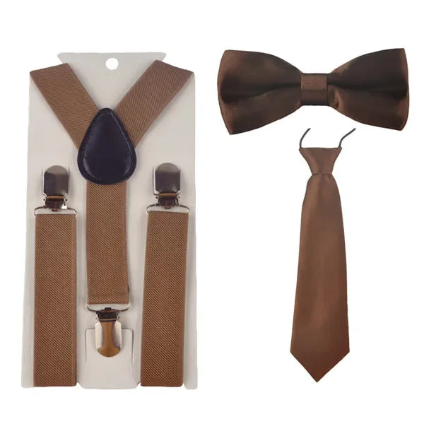 Fashion 3PCS School Boys girls Children Kids brace elastic Suspenders for shirt suspensorio Tie Bowties butterfly Set TR0001