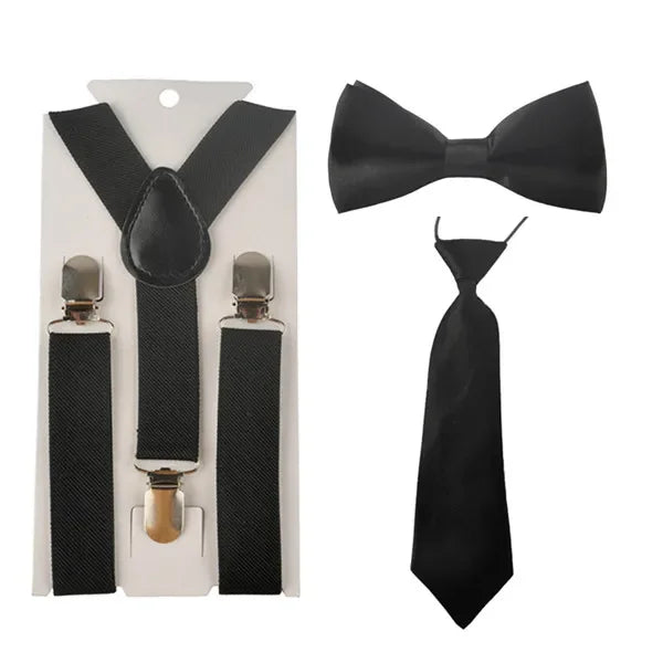 Fashion 3PCS School Boys girls Children Kids brace elastic Suspenders for shirt suspensorio Tie Bowties butterfly Set TR0001