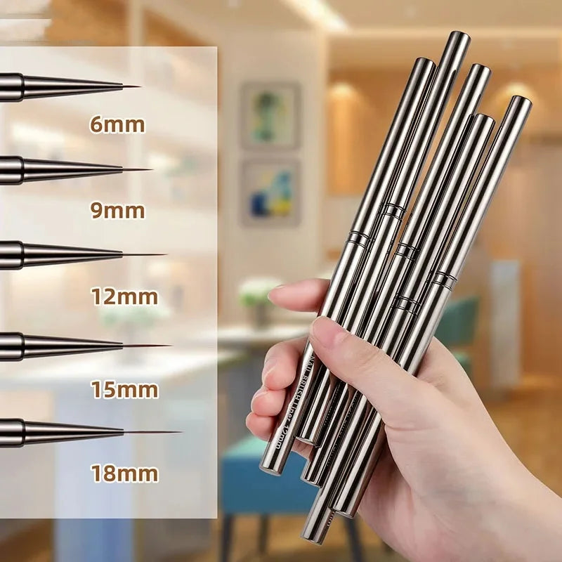 5PCS Nail Art Liner Brushes Hand Painted Brush Acrylic UV Gel Colours Paints Builder Drawing Pen DIY Manicure Design Accessories