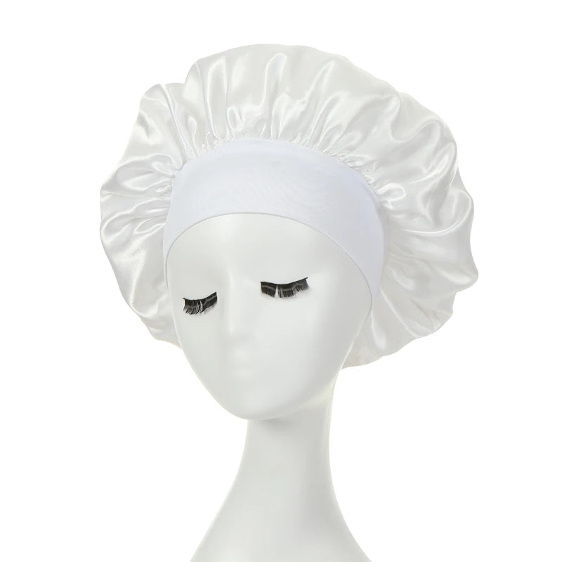 Lot de 2 bonnets en satin à larges bords en imitation soie pour femme, couvre-chefs à bande élastique