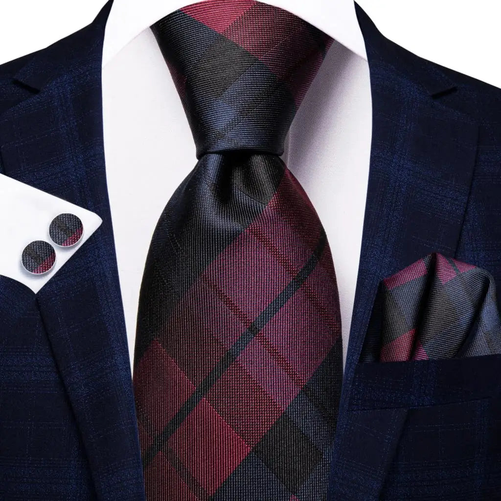Hi-Tie – Cravate de mariage en soie violette unie à motif cachemire pour homme, ensemble de qualité avec boutons de manchette et mouchoir, cadeau tendance, livraison directe