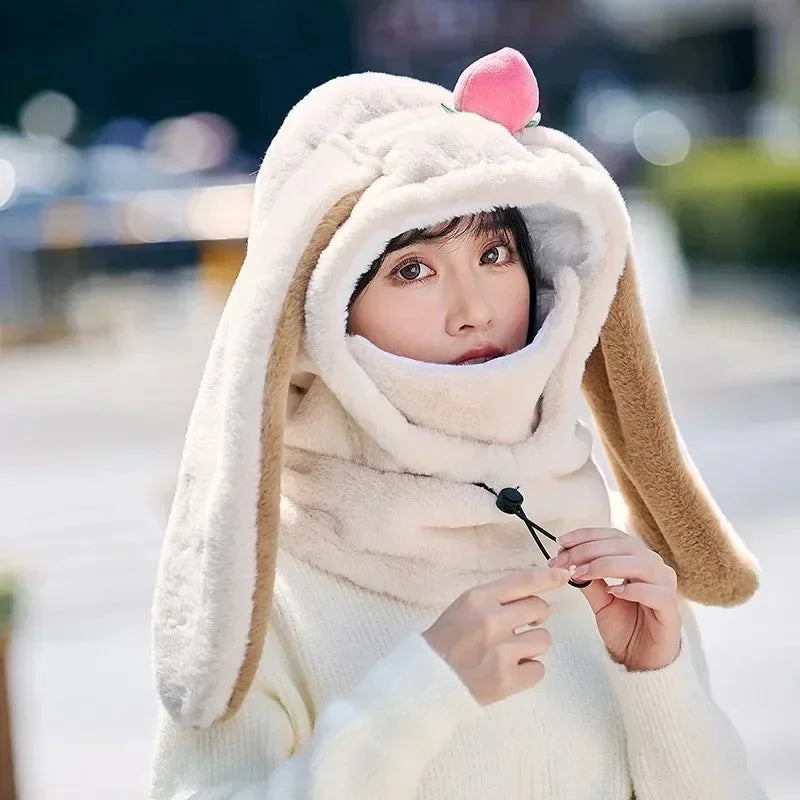 Couvre-casque de ski avec oreilles de lapin, confortable et doux, idéal pour l'hiver, idéal pour les filles et les femmes