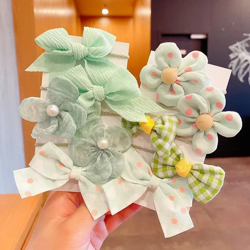 10 Pcs/Set New Baby Girl Cute Colors Flower Hair Bands Ponytail Holder Chilren Soft Scrunchies Rubber Kids Hair Accessories