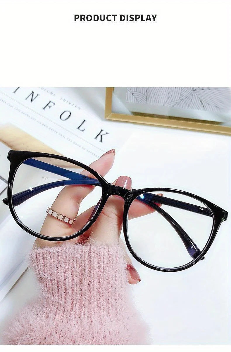 2/3PCS Blue Light Blocking Glasses - Fashion Oversized Frame Glasses Round Eyeglasses, Computer Gaming Glasses for Women/Men