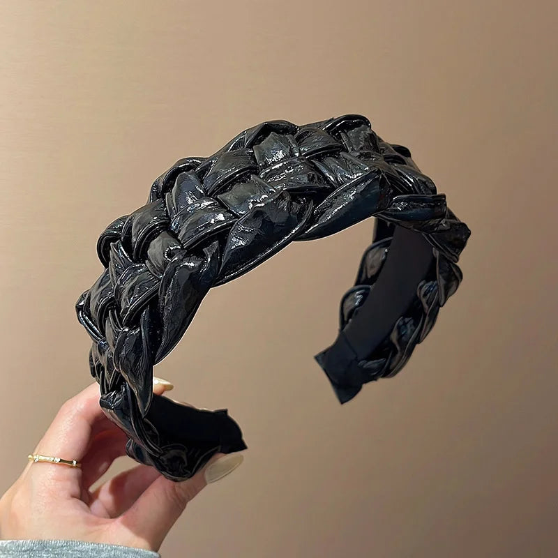 4.5-5CM Stunning Wide Women Headpiece Satin Cloth Braided Headbands for Woman Ladies Daily Shopping Party Head Hoop Accessories