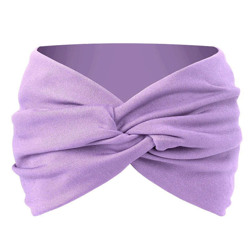 Women Solid Color Super Wide Headband Twisted Criss Cross Elastic Hairband Yoga Running Sports Non Slip Sweat Hair Accessories