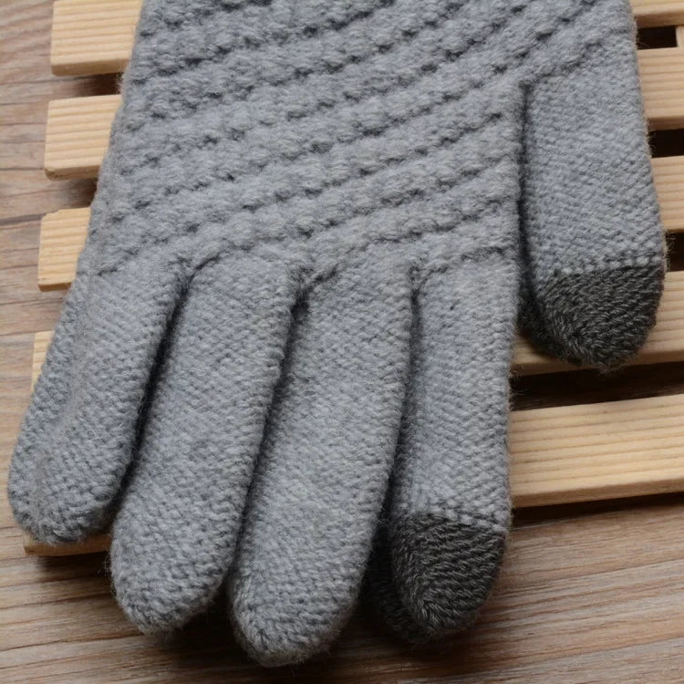 Gants d'hiver chauds pour écran tactile, mitaines en tricot extensible, gants en laine à doigts complets, gants en crochet pour femmes