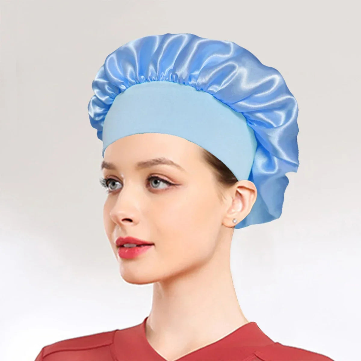 New Women's Satin Solid Sleeping Hat Night Sleep Hair Care Bonnet Nightcap Silky Shower Caps Comfortable Flower Band Unisex Cap