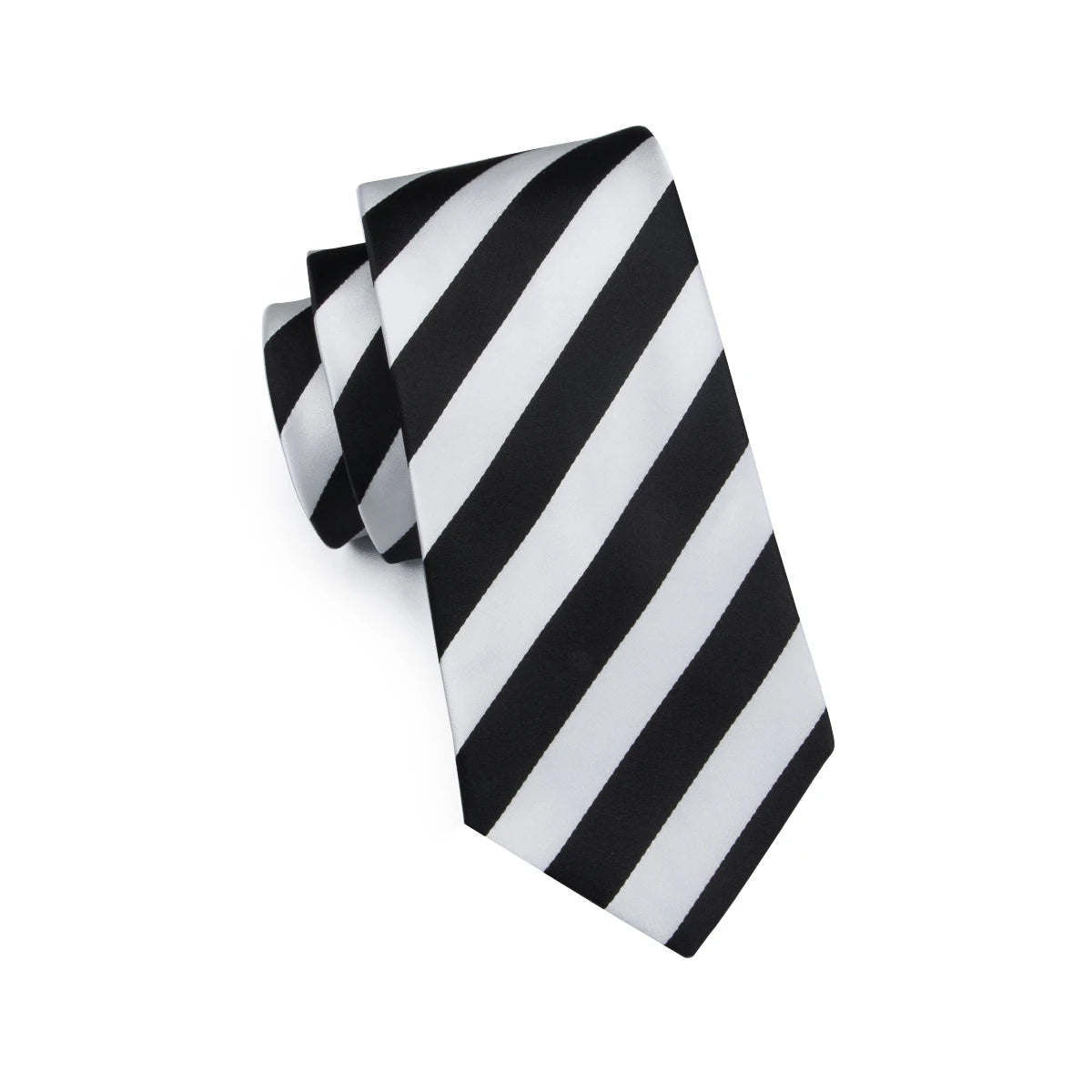 Cravate Hi-Tie blanche et noire à rayures pour homme, couleur unie, en soie, pour mariage, mouchoir, boutons de manchette, créateur de mode, livraison directe